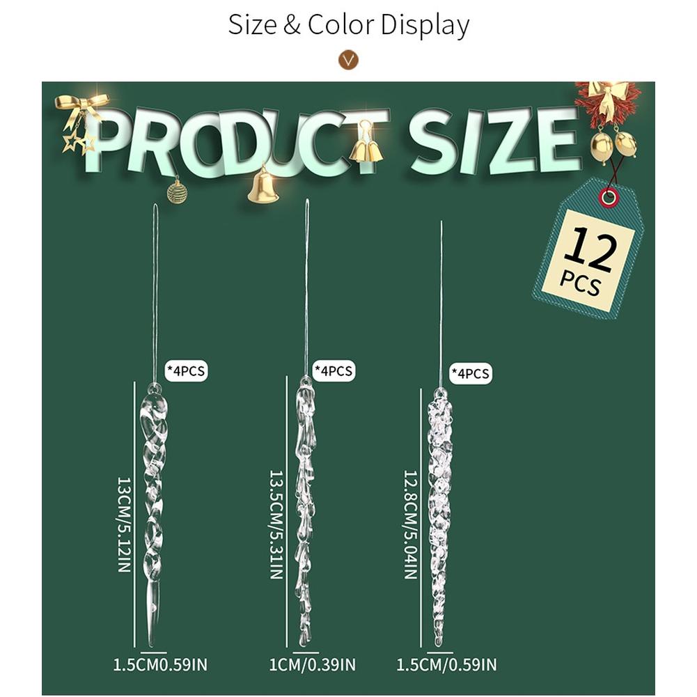 Christmas Acrylic Icicle Hanging Ornaments In Transparent Blue Pink With Realistic Ice Look For Holiday Tree Window Wall Decor