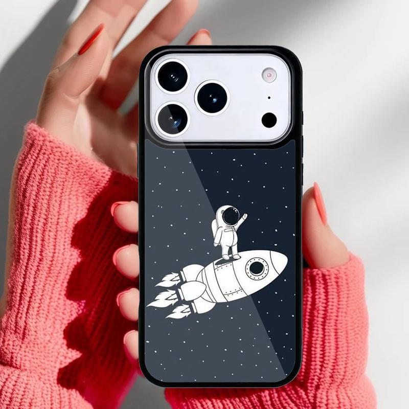 Astronaut Spaceship Phone Case for iPhone 17 16 15 14 13 Pro Max Back Cover for 12 11 Pro Coque