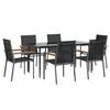 VidaXL Ensemble à manger de jardin 7 pcs noir textilène et acier, ensemble à manger, ensemble à manger d'extérieur, ensemble 3187038