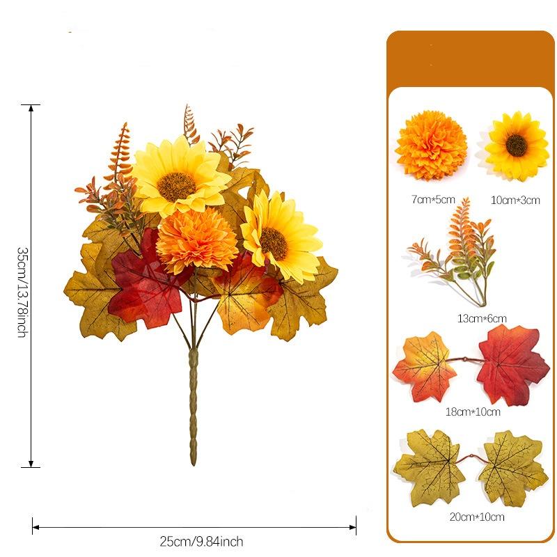 Fall Themed Artificial Flower No Maintenance Mixed Pumpkin Bouquet Halloween Decorative Flower Mixed For Commercial Window Home