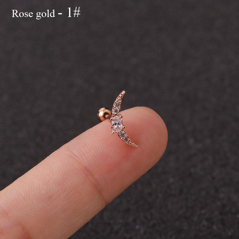 Free Shipping Curved Cz Cartilage Stud Helix Rook Conch Screw Back Earring 10g Stainless Steel Ear Piercing Jewelry