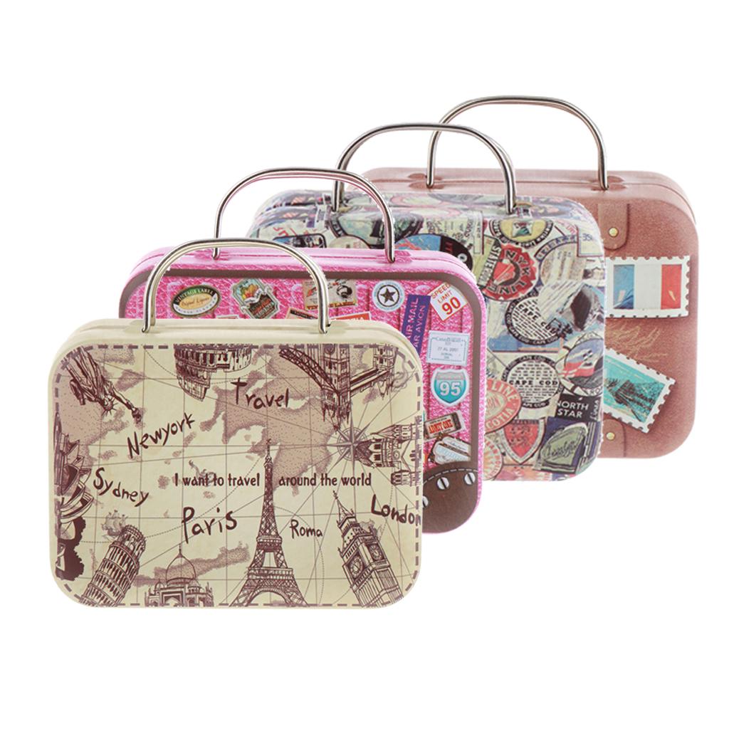 1/6 Scale Furniture Miniature Iron Suitcase Scene Layout DIY A