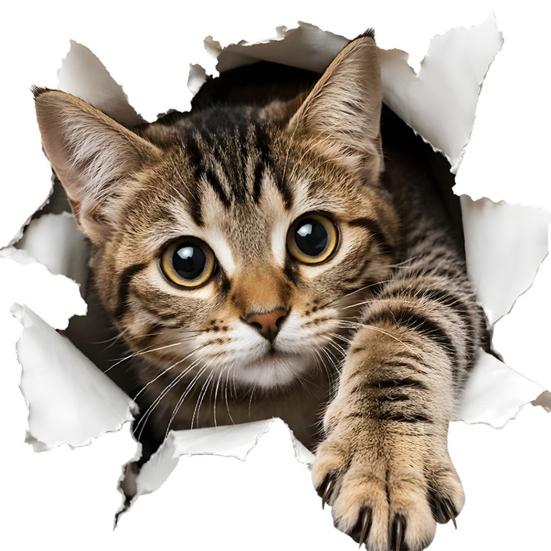 Easy Apply Toilet Seat Stickers 3D Realistic Cat Sticker, Waterproof PVC Lid Decal, Removable Cute Bathroom Decor for Home Self-adhesive Kitten