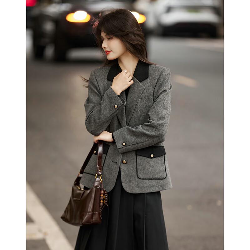 Women's Elegant Color-block Loose Blazer Jacket