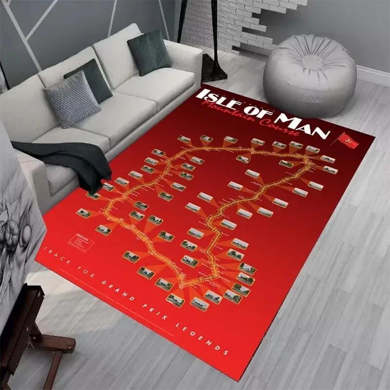 Isle of Man TT Teppiche und Läufer Motorradwettbewerb Teppich Wohnzimmer Schlafzimmer Dekoration Große Fläche Weicher Teppich Kinderzimmer Teppich