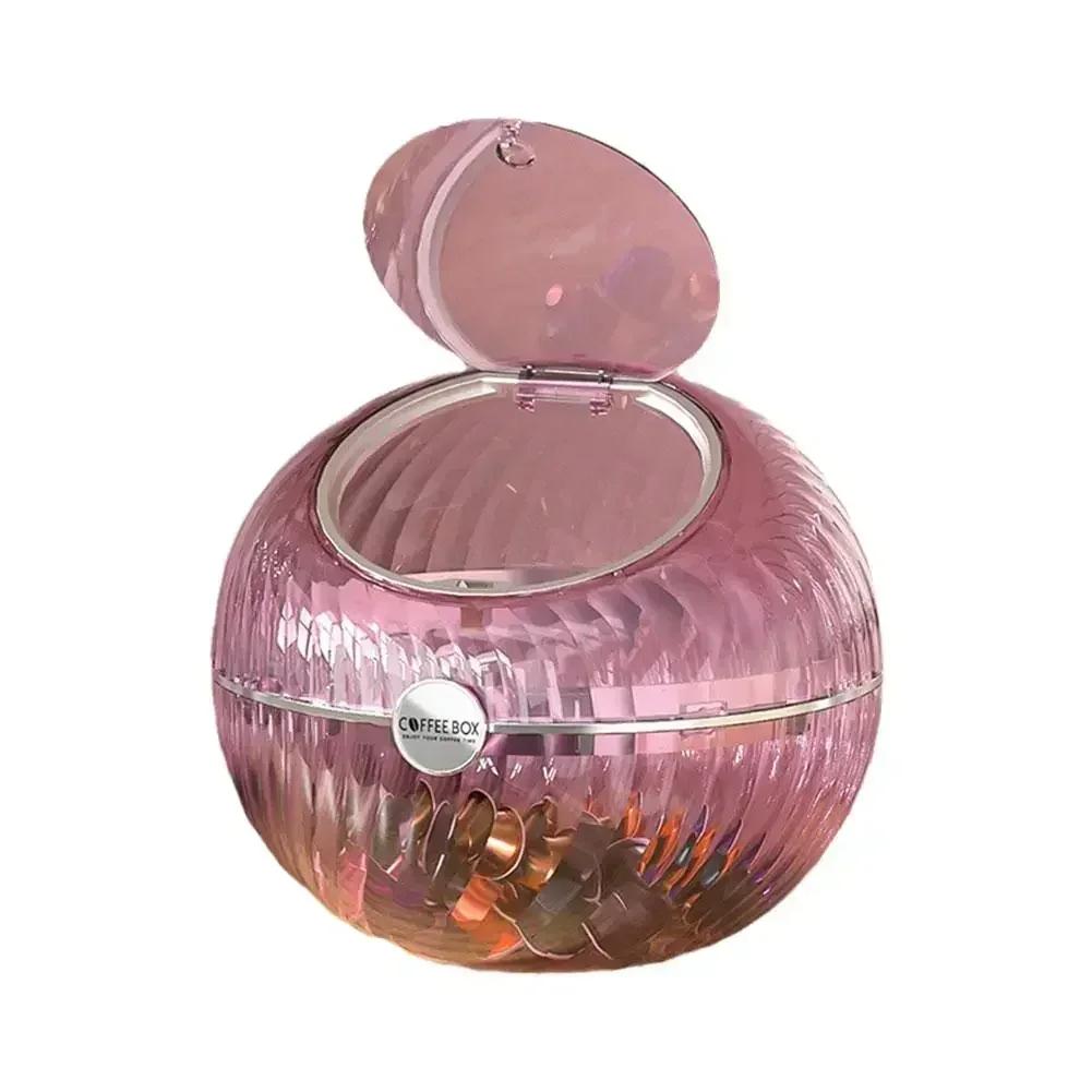 Transparent Spherical Coffee Capsules Storage Box Large Desktop Open With Capacity Decoration Lid Jar Organizer Candy Snack D5p0