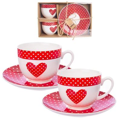 TECKA Porcelain Heart Cup with Saucer 280 Ml 2 Pcs.
