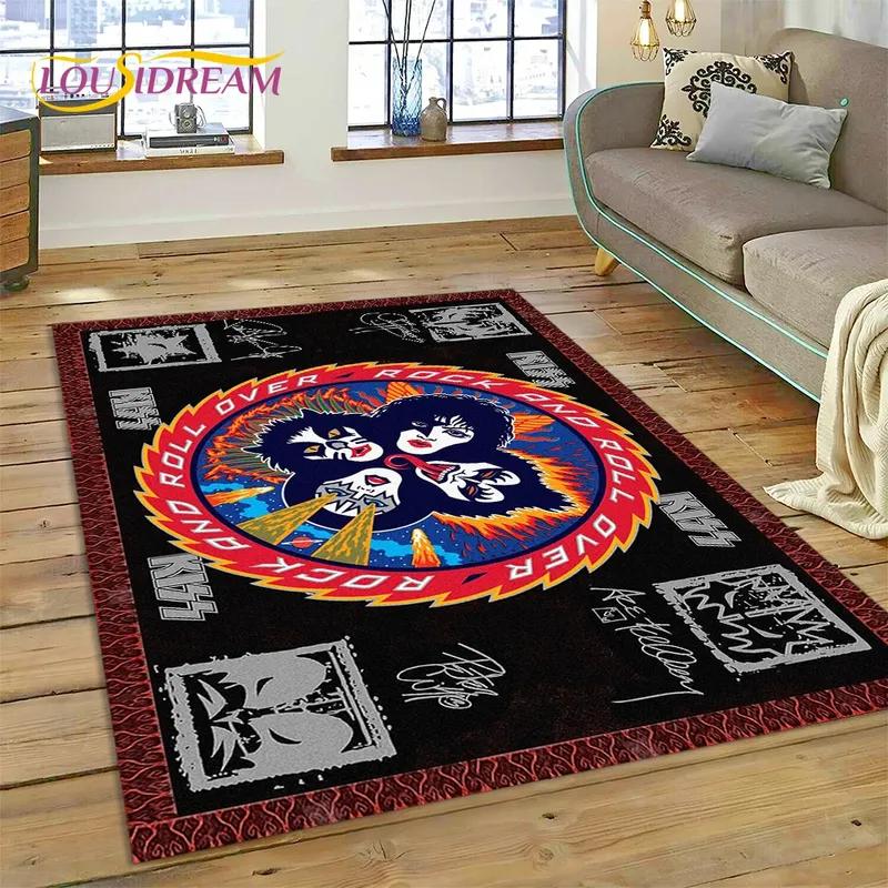 3D Kiss Rock Heavy Metal Band Carpet Rug for Bedroom Living Room Home Sofa Decoration,Child Game Large Decor Floor Mat Gift