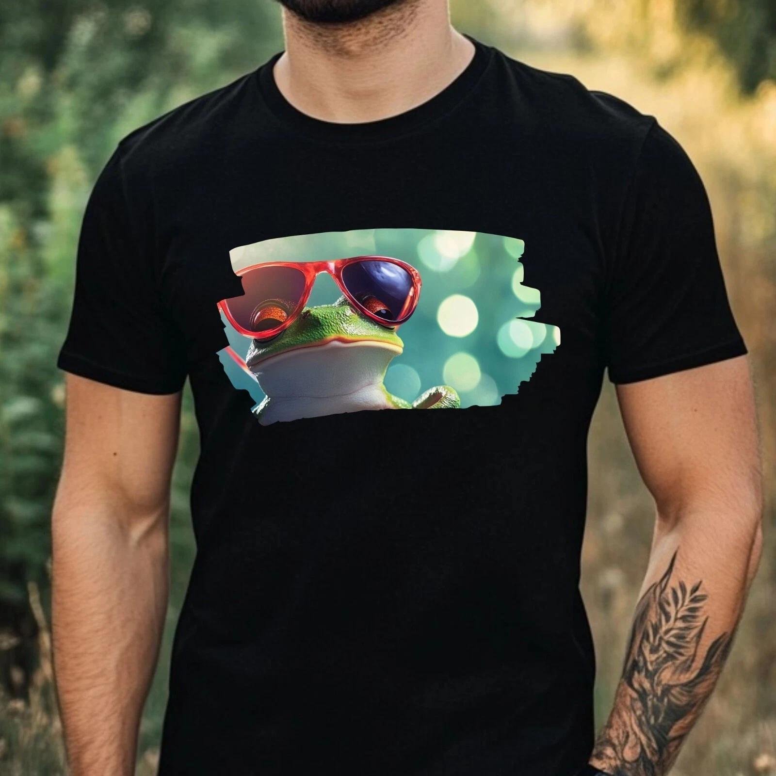 T-Shirt Herren Frosch mit Sonnenbrille Motiv Baumwolle Größe XS bis 5XL M