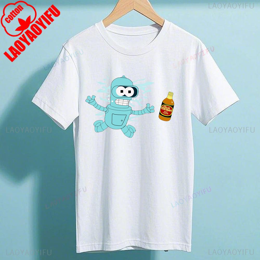 Bbender Cartoon Ffuturamas T Shirt Casual Fun Tshirt For Unisex Round Neck Cotton Shirt Short Sleeve Cottton Harajuku Streetwear