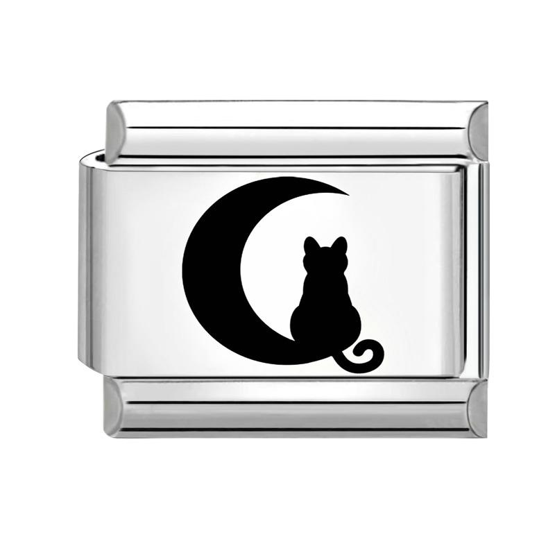 Black Piano Chess Boardlaser Engraving Links Fit 9mm Italian Charms Bracelet Jewelry DIY Making Gifts