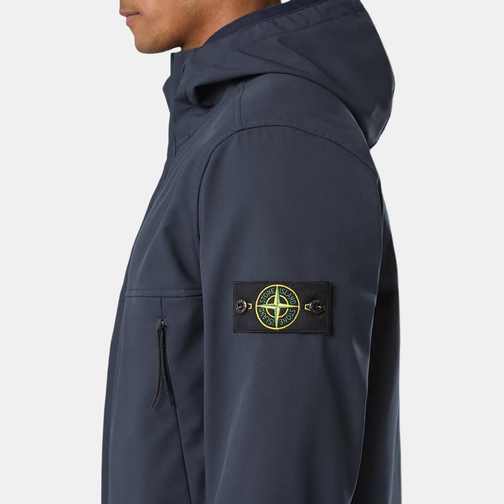 Stone Island FW24 Soft Shell Windproof Waterproof Breathable Hooded Zip Fleece Jacket Unisex jackets Dark-Blue 8115Q0322-V0020