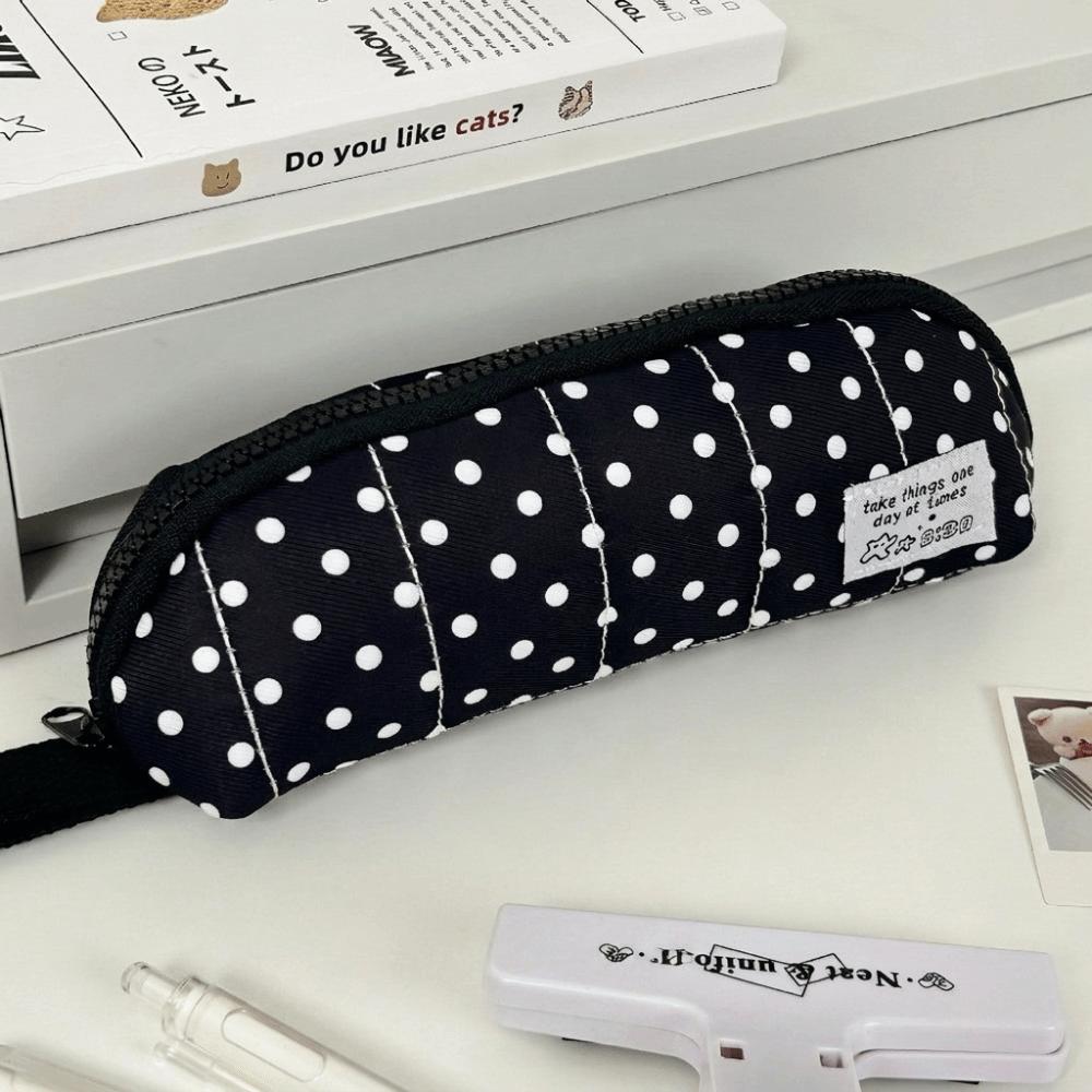 Desktop Storage Polka Dot Pencil Case Cloth Pencil Pouch Stationery Storage Bag Stationery Holder