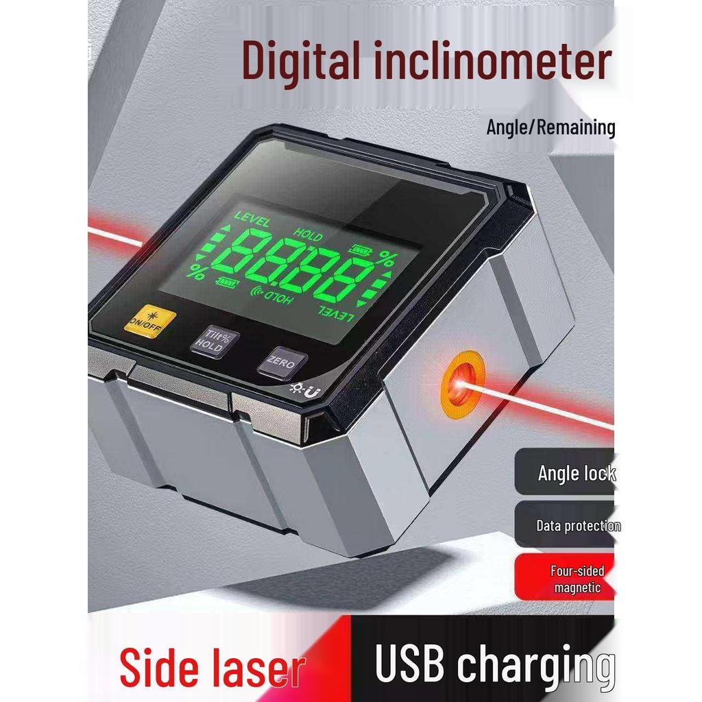 High-Precision Digital Inclinometer with Magnetic Laser Level and Multifunctional Slope Measurement