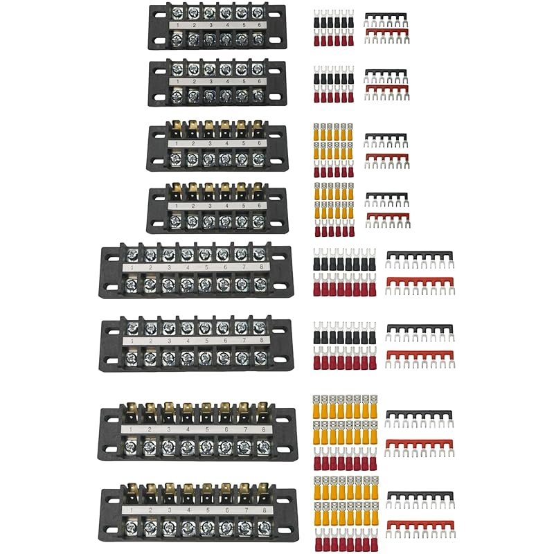Dual Terminal Blocks – 2 Sets of 2/4/6-Position Strips with Jumpers & Connectors for Enhanced Electrical Wiring and Power Distribution
