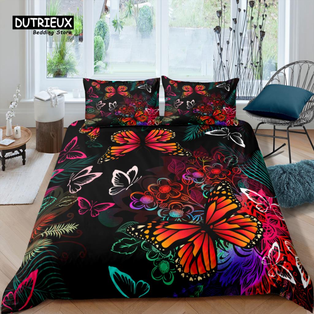 Home Living Luxury 3D Butterfly Bedding Set Girl Duvet Cover Set Pillowcase Kids Bedding Set Queen and King EU/US/AU/UK Size