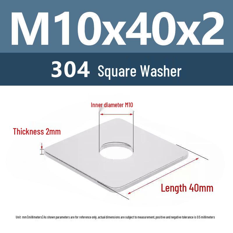 Yigu 304 Stainless Steel Thickened Square Flat Washer M3/M4/M5