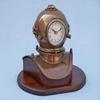 Brass Divers Helmet Clock On Rosewood Base 30.48 Cm