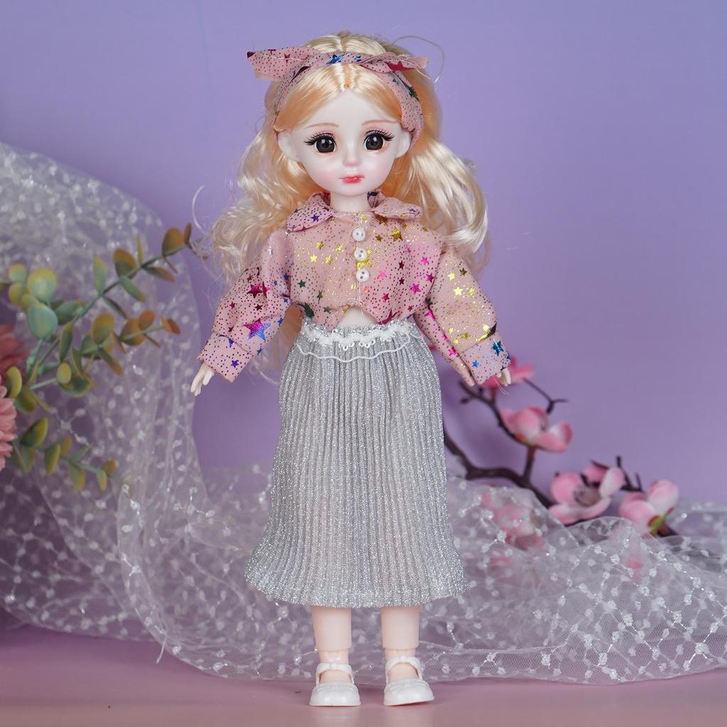 30cm Princess Doll Gift Set with Replaceable Clothes and Play House