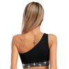 Women's Lyrical Dance Crop Top S-XXL: One Shoulder Ruched Mesh Overlay Rhinestone Design for Modern Dance Performance