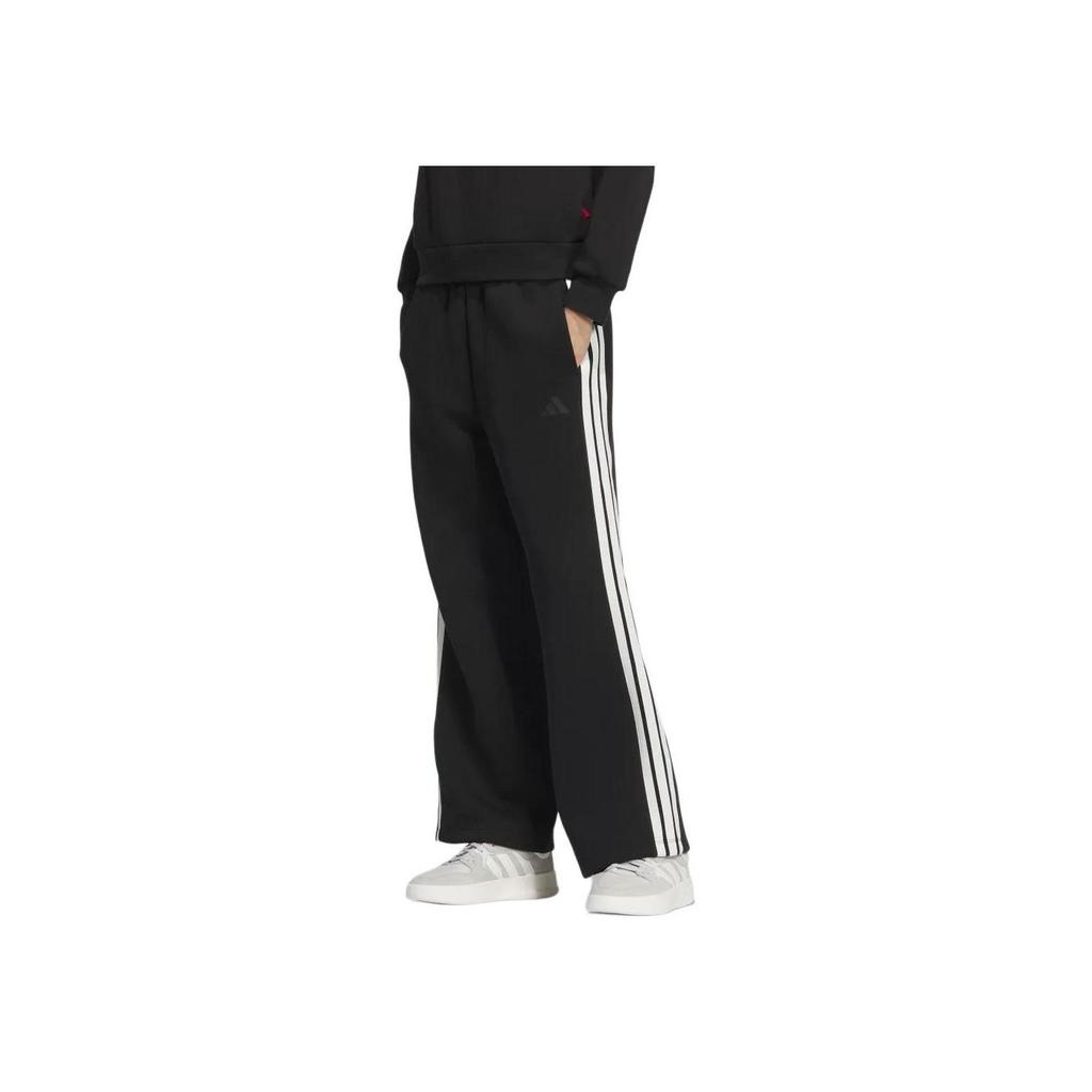 adidas AW24 Sports Lifestyle Serie Gestreifte Bequeme Hautfreundliche Gestrickte Sporthose Damenhose Schwarz JZ1642