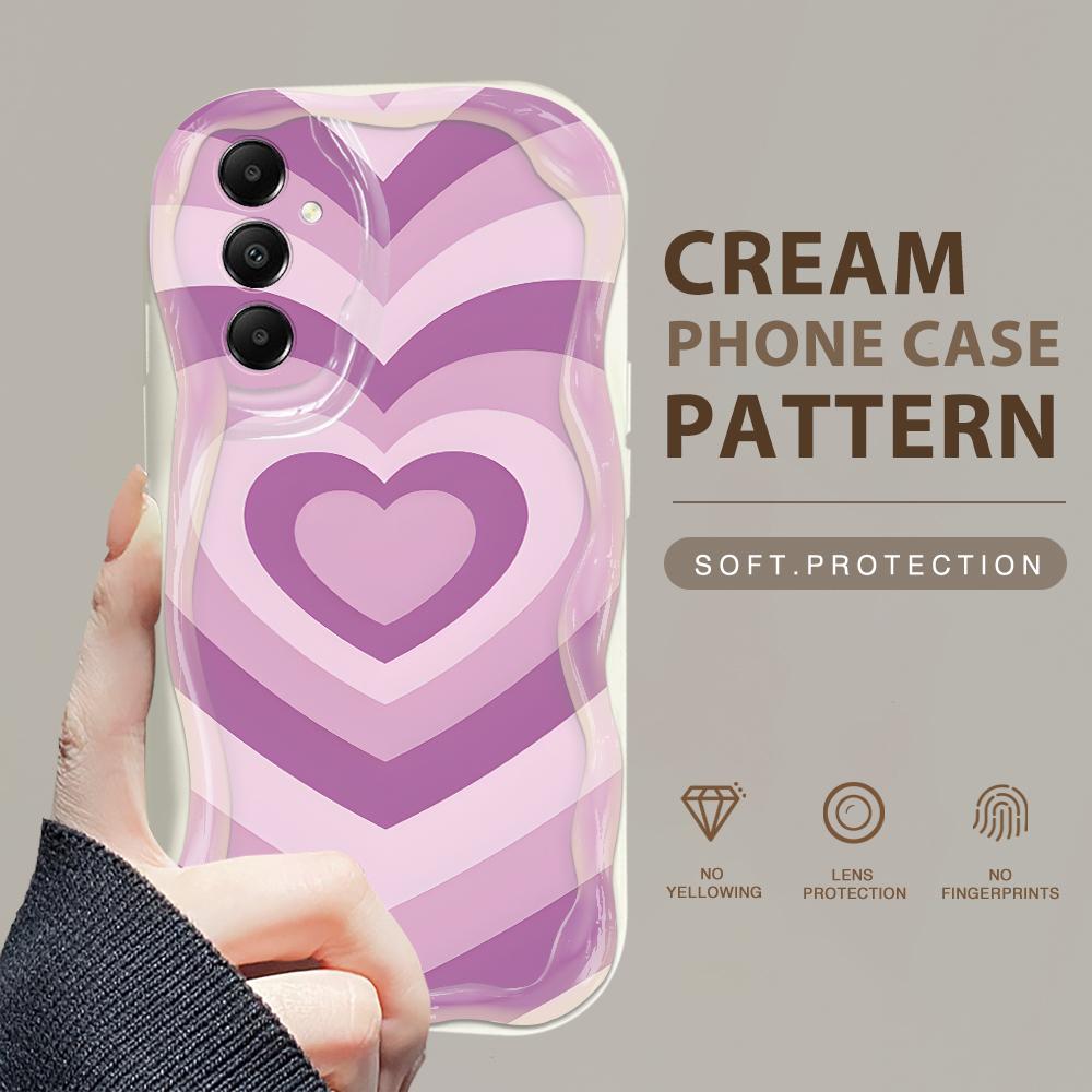 Cute Cartoon Pattern Cream Texture Casing Wavy Edge Soft Silicone Cover Phone Case for Samsung