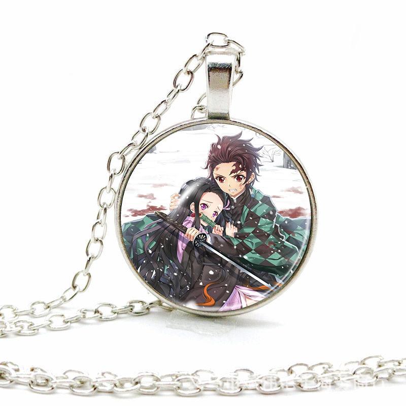 Anime Accessories Time Gem Necklace Alloy Glass Pendant Sweater Chain  European American Jewelry Fashion For Kids