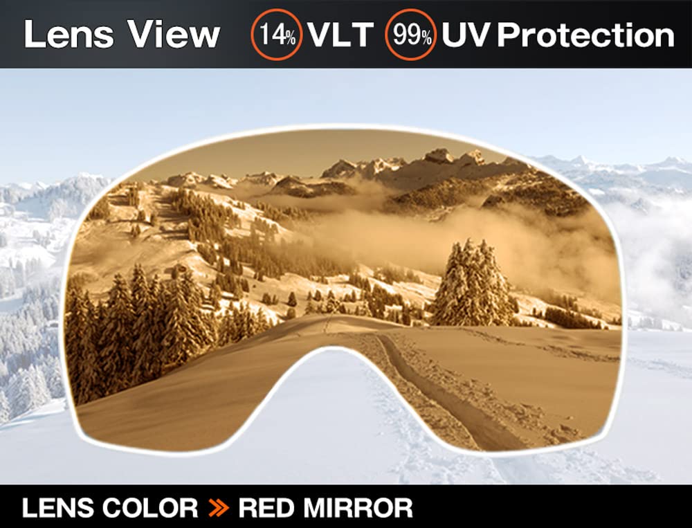 ZERO TECH BASE Snow Replacement SMITH Compatible MAG RED MIRROR Goggles, Lens, [I/O XL]