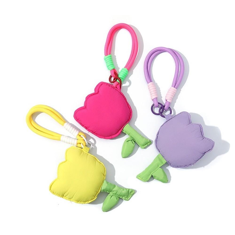 Cute Tulip Flower Tulip Coin Purse Soft Cloth with Wristband Lipstick Storage Change Pouch