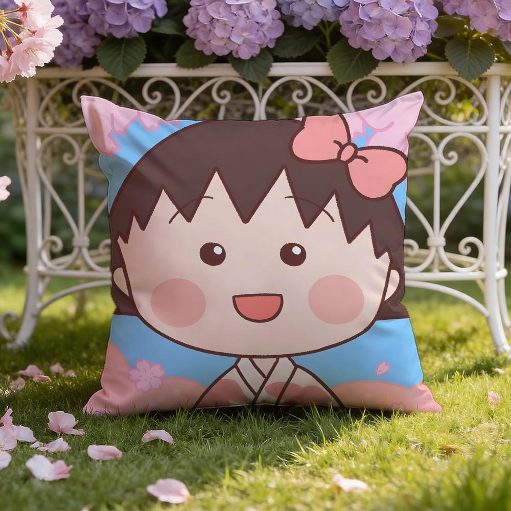 Cute anime C-Chibi M-Maruko Chan Cushion Cover Home & Car Dual-Scene Pillow Cover: Reversible for Premium Comfort