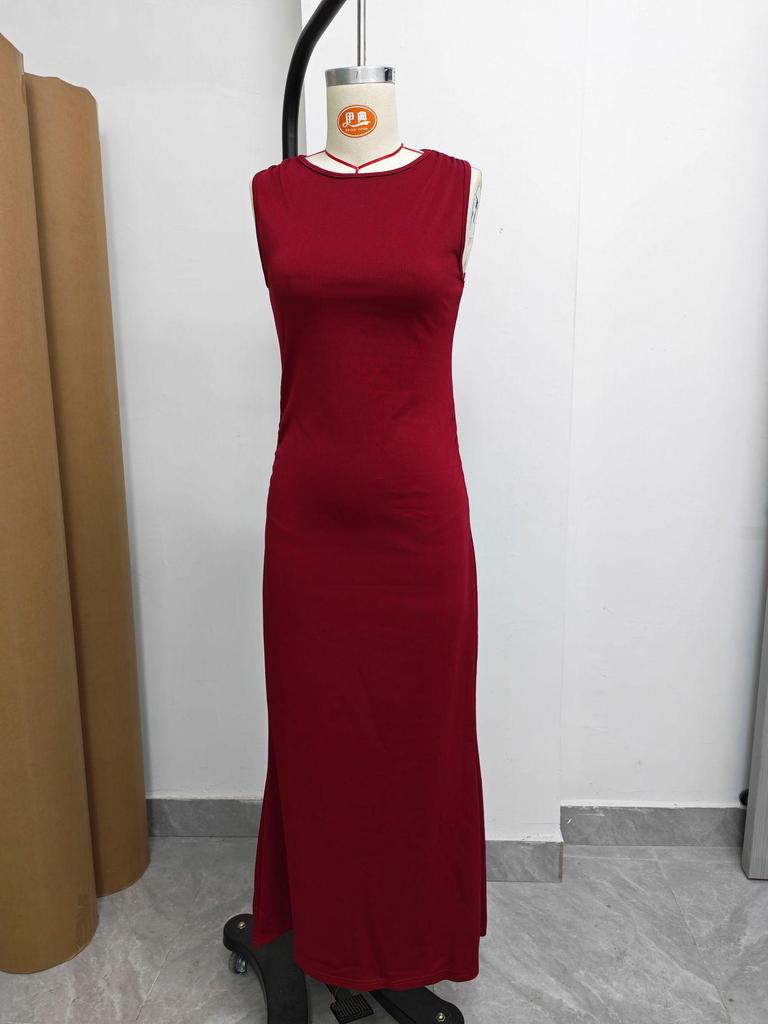2026 Europäisches & Amerikanisches Elegantes Ärmelloses Plissiertes Figurbetontes Langes Abendkleid für Damen