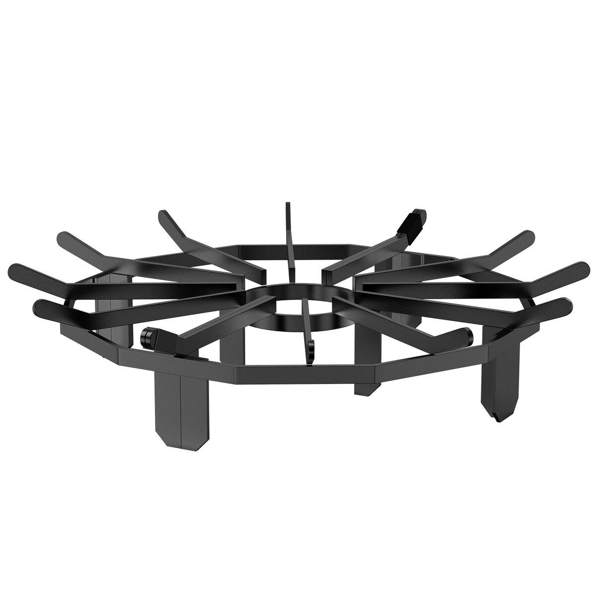 Grille à bûches, Grille de foyer à roues robuste de 27 pouces avec 6 pieds de support, Barres en acier massif revêtues par poudre, Support pour bûches de bois pour poêle à bois
