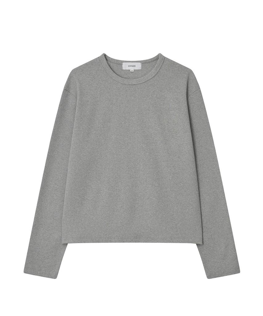 OX STUDIOS Ribbed Crop Long Sleeve (Melange Grey)