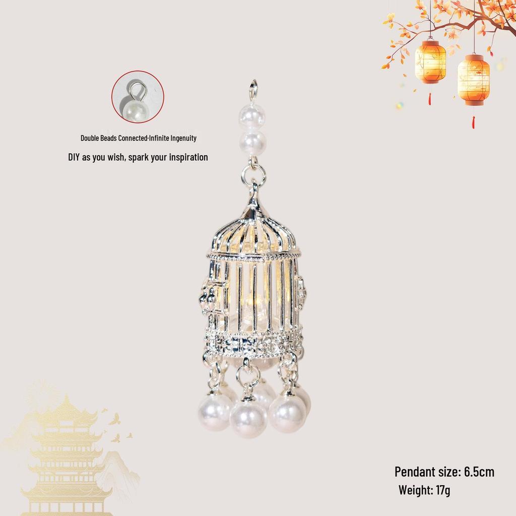 Luminous DIY Palace Lantern Fan Pendant Magnet Keychain Ornament - Ancient Style Accessory