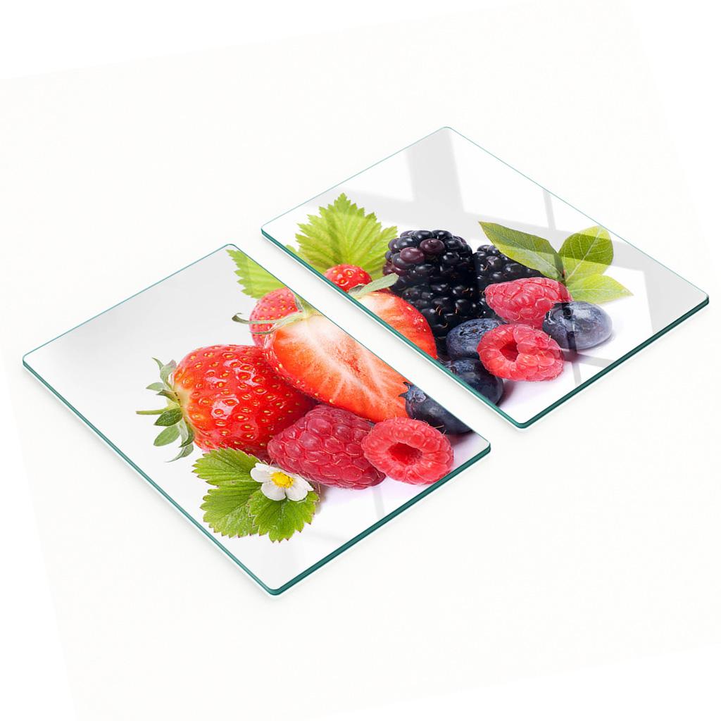 Set of Two Decorative Glass Kitchen Boards Forest Fruits 2x40x52 cm