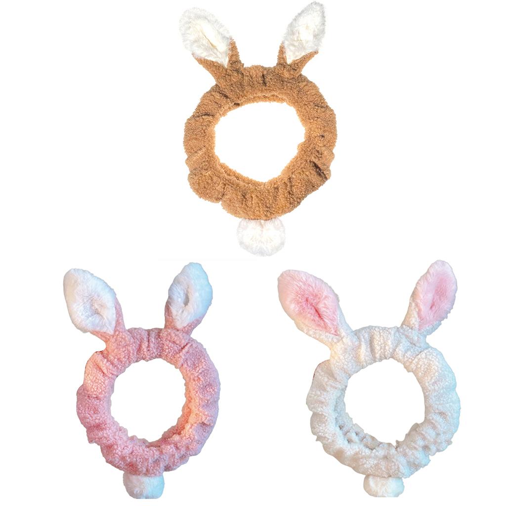 Color Matching Wash Face Hair Holder Soft Cartoon Rabbit Ear Shape Headband