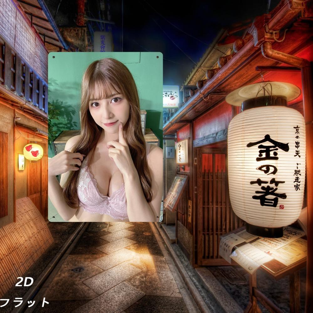 Hisun Tin Sign HD Metal Tin Sign Cute Japanese Girl In Pink Lace Lingerie Indoor Portrait Wall Art Decor