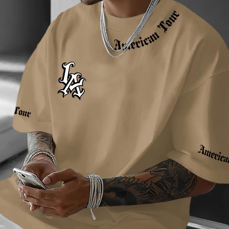 Summer Men's T-shirt, Letter-printed Casual Graphic Round-neck T-shirt, Short-sleeved Sports Women's T-shirt