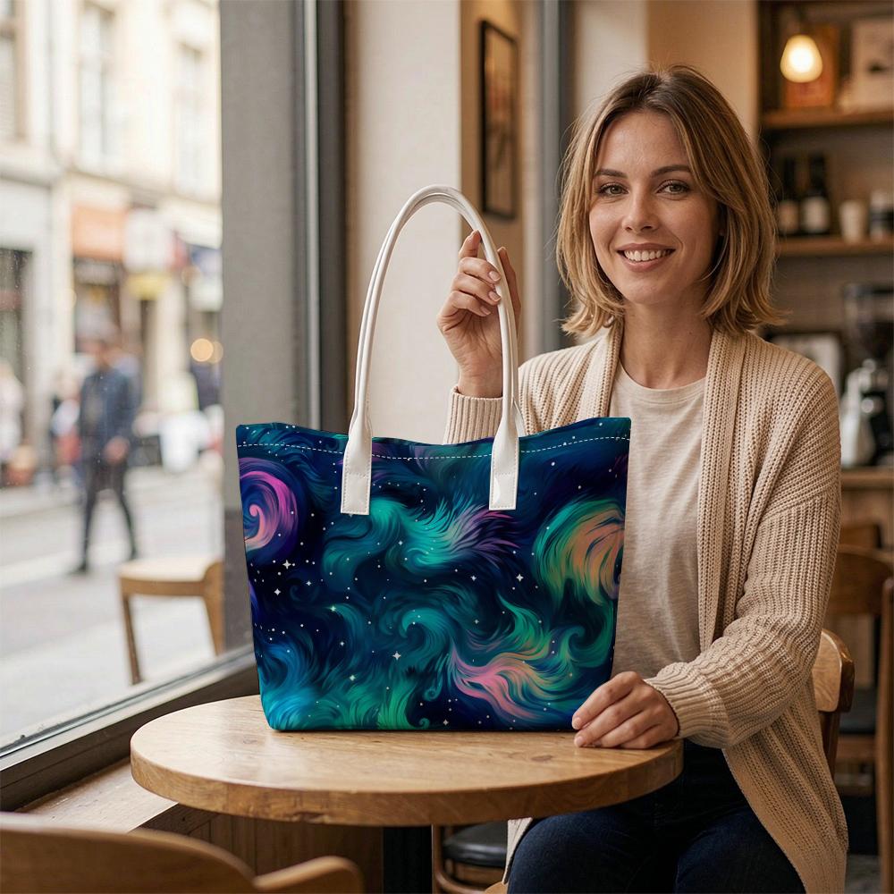 Aurora Pattern Tote Bag Fashion Casual Large Capacity Daily Outdoor Shoulder Bag