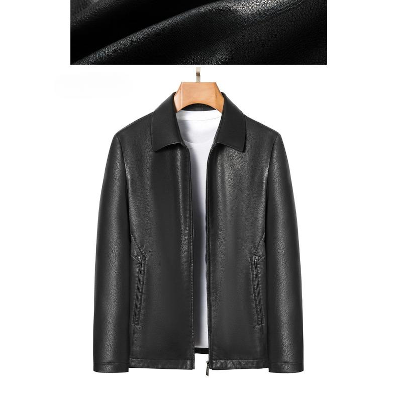 Schafsleder Echtlederjacke Herren Freizeit Lederjacke Mittelalter Herrenmantel Vati Revers Frühling und Herbst Stil