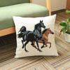 Horse Cushion Cover Cotton Linen Beige Sofa Decorative Pillows Covers Animals Black Horse Pillow case for waist back Car Seat