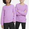 Nike Sweatshirt Air Solid Color Logo Embroidery Crew Neck Pullover Kids Sweatshirts Purple DX5136-532