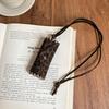 Collarbone Chain Leopard Leather Bag Necklace Storage Lipstick Jewelry Clavicle Chain  Women