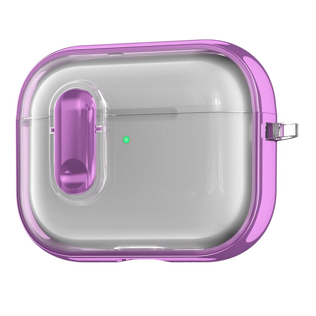 For AirPods Pro 3 Case Clear Electroplated TPU PC Earbuds Cover with Lock Clasp / Carabiner