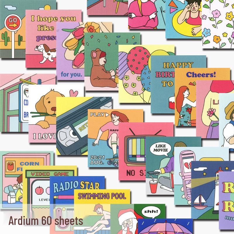 Korean Ardium Retro Style Square Photo Card & Journal Decorative Stickers