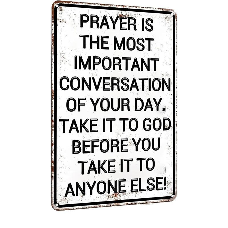 Vintage Metal Prayer Wall Plaque 30x20cm