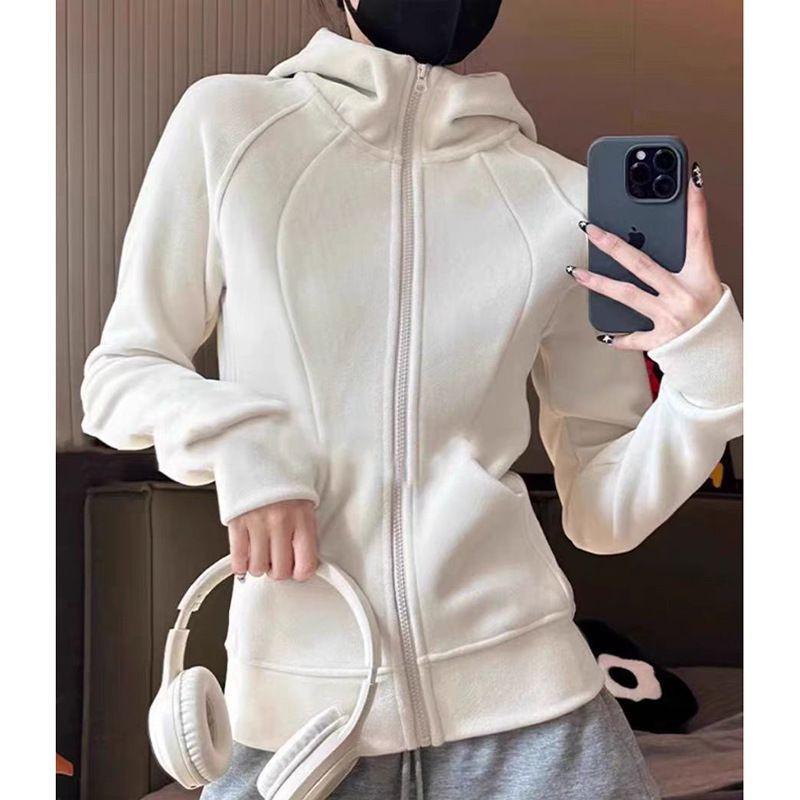 Lulu Double-Sided Thick Ollie Velvet American Style Hooded High Collar Women's Sports Jacket - Autumn/Winter 2024.