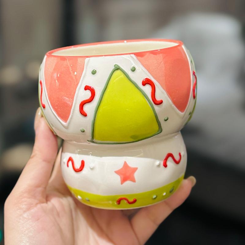 

Creative Gourd shaped Cup Niche Design Ceramic Goblet Home Breakfast Milk Oatmeal Cup Souvenir 400ml