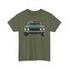 Green Classic Muscle Car T-Shirt | Vintage Mustang Front Back Illustration