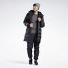 Reebok Einfarbige lange Kapuzen-Casual-Warm-Daunenjacke Herren Oberbekleidung Schwarz GU5756